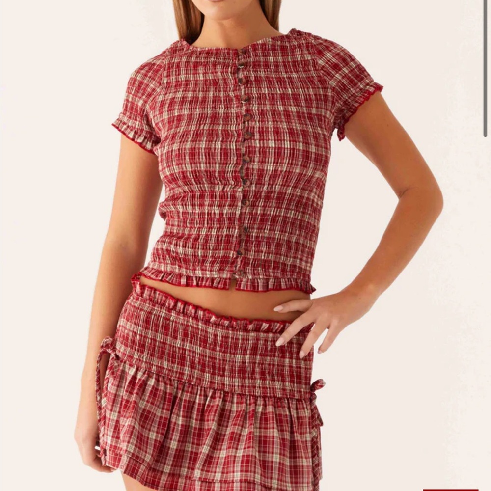 Red Plaid Two-Piece Set